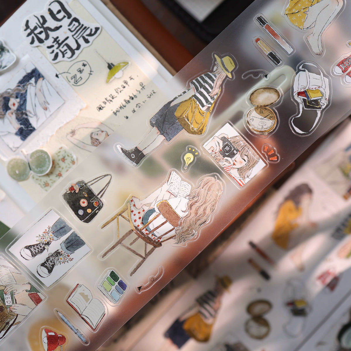 YiEr Vol18【Slow Daily Life】Salt Series Pre-cut Orginal Design Travel Character Storyboard Washi Tape and PET Stickers