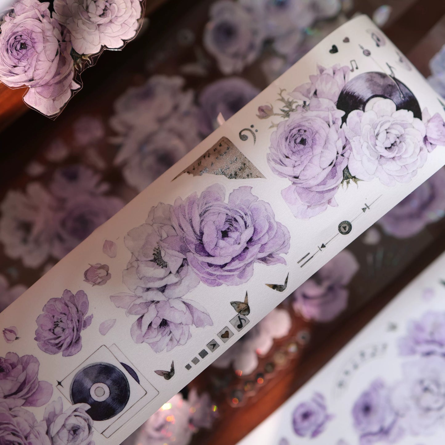 YiEr Vol17【Purple Echo】Kiss-cut Floral Washi Tape and PET Stickers