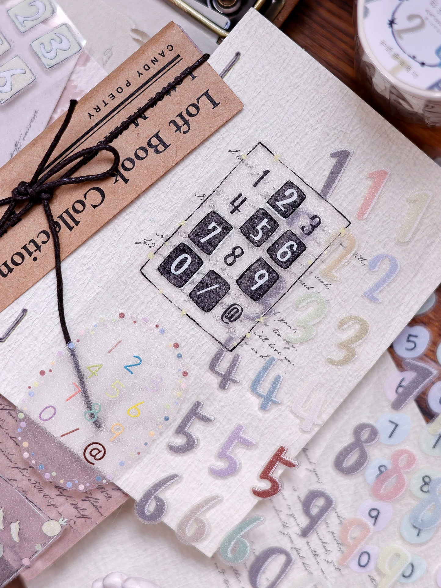 XiaoBaiJia Salt Series【Color Bar Numbers】Pre-cut Orginal Design Text Washi/Pet Tape Light Retro Stickers