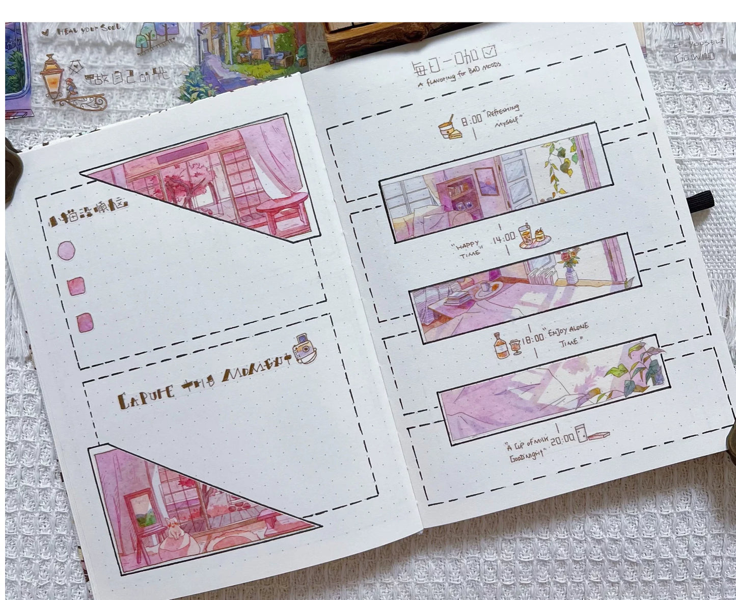 XingXing【Little Bliss】 Pre-cut Salt Based Warm Healing Scene Washi/PET Tape