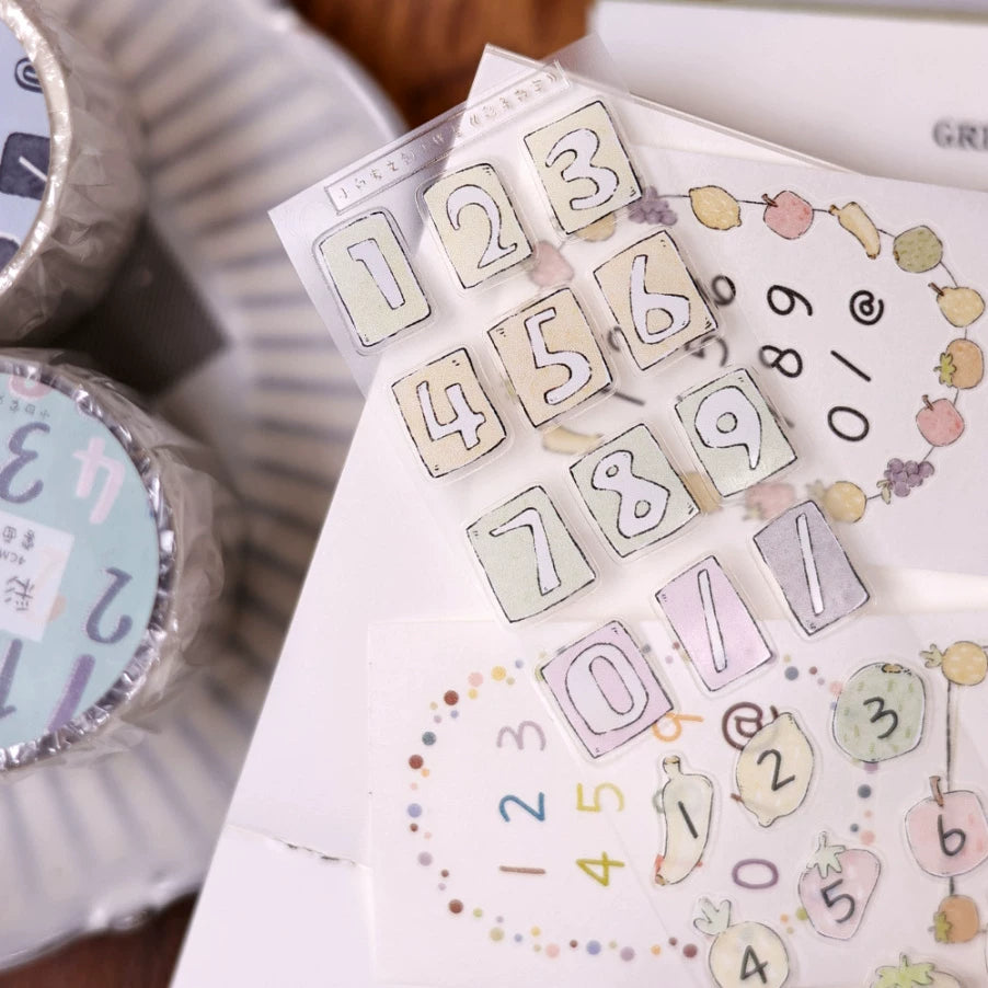 XiaoBaiJia Salt Series【Color Bar Numbers】Pre-cut Orginal Design Text Washi/Pet Tape Light Retro Stickers