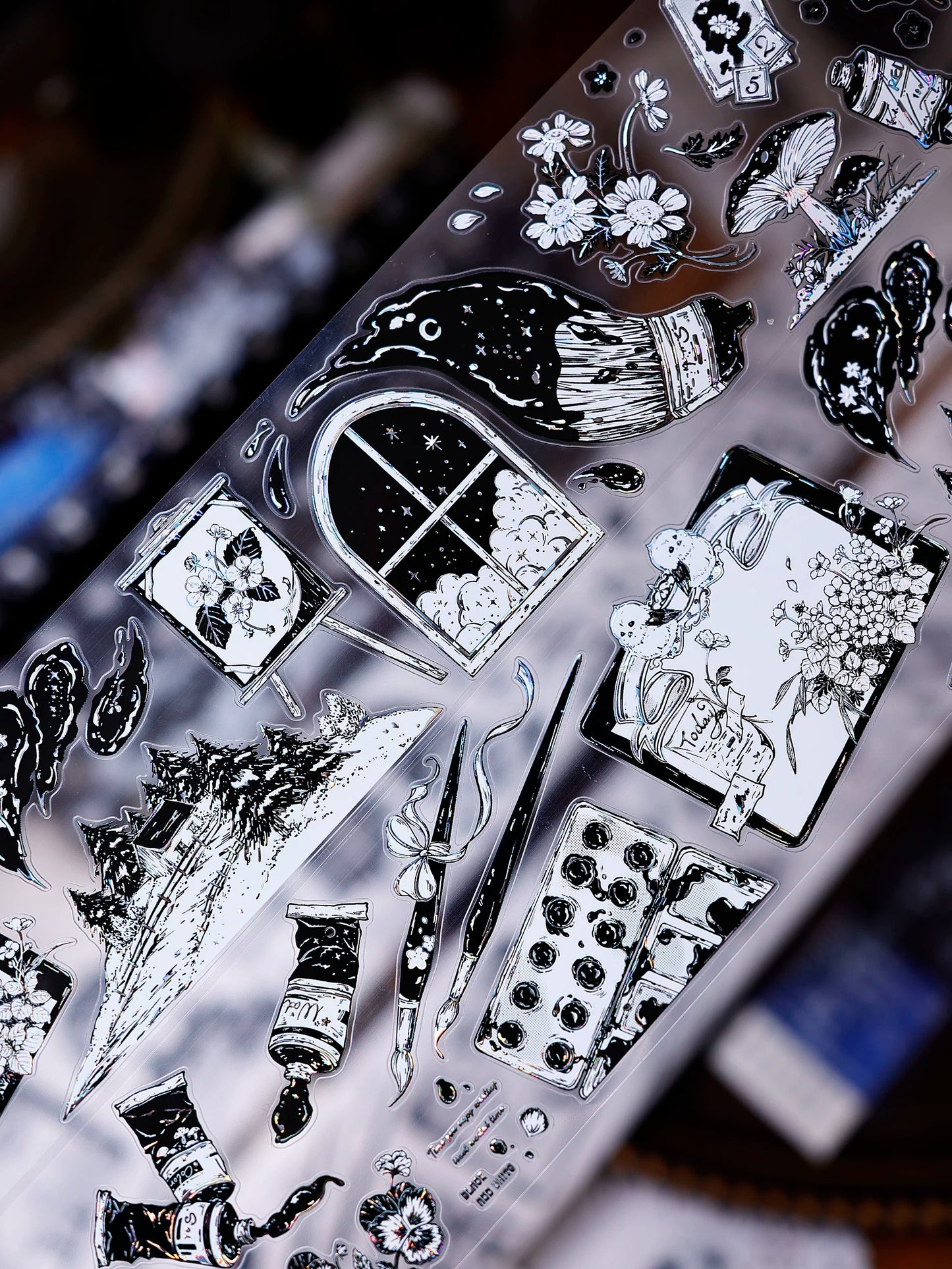 XiaoBaiJia Salt Series【Black and White Art World】Pre-cut Orginal Design Washi/Pet Tape Light Retro Stickers