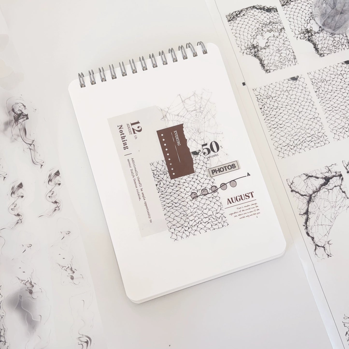 Simple Washi Tape【 Different Feeling 】 Roll Net Smoke Background Color Block Stickers Dreamy