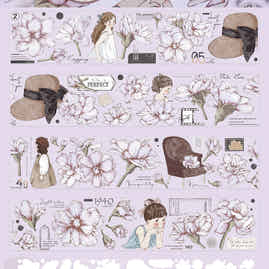 XiaoBaiJia【Violet】Orginal Design Washi Pet Floral Tape Light Retro Landscaping Stickers