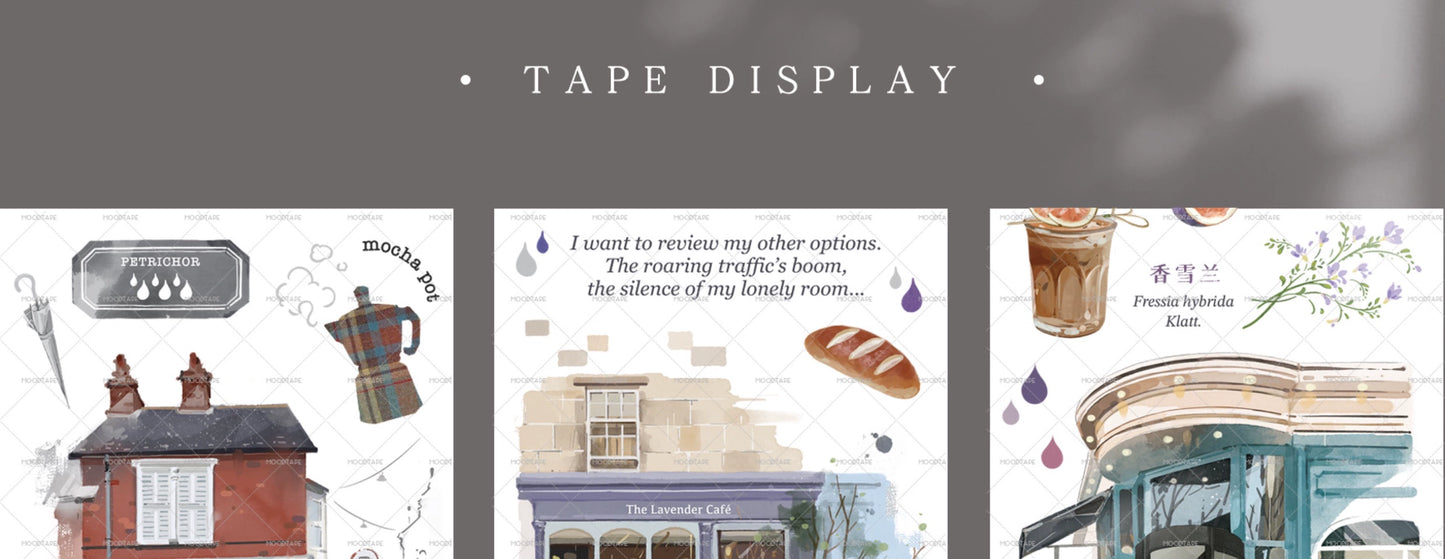 Moodtape【Leisurely Drinking Coffee】Coffee Shop Washi Tape Stickers for DIY Decorative Materials,Scrapbook Supplies,Junk Journal