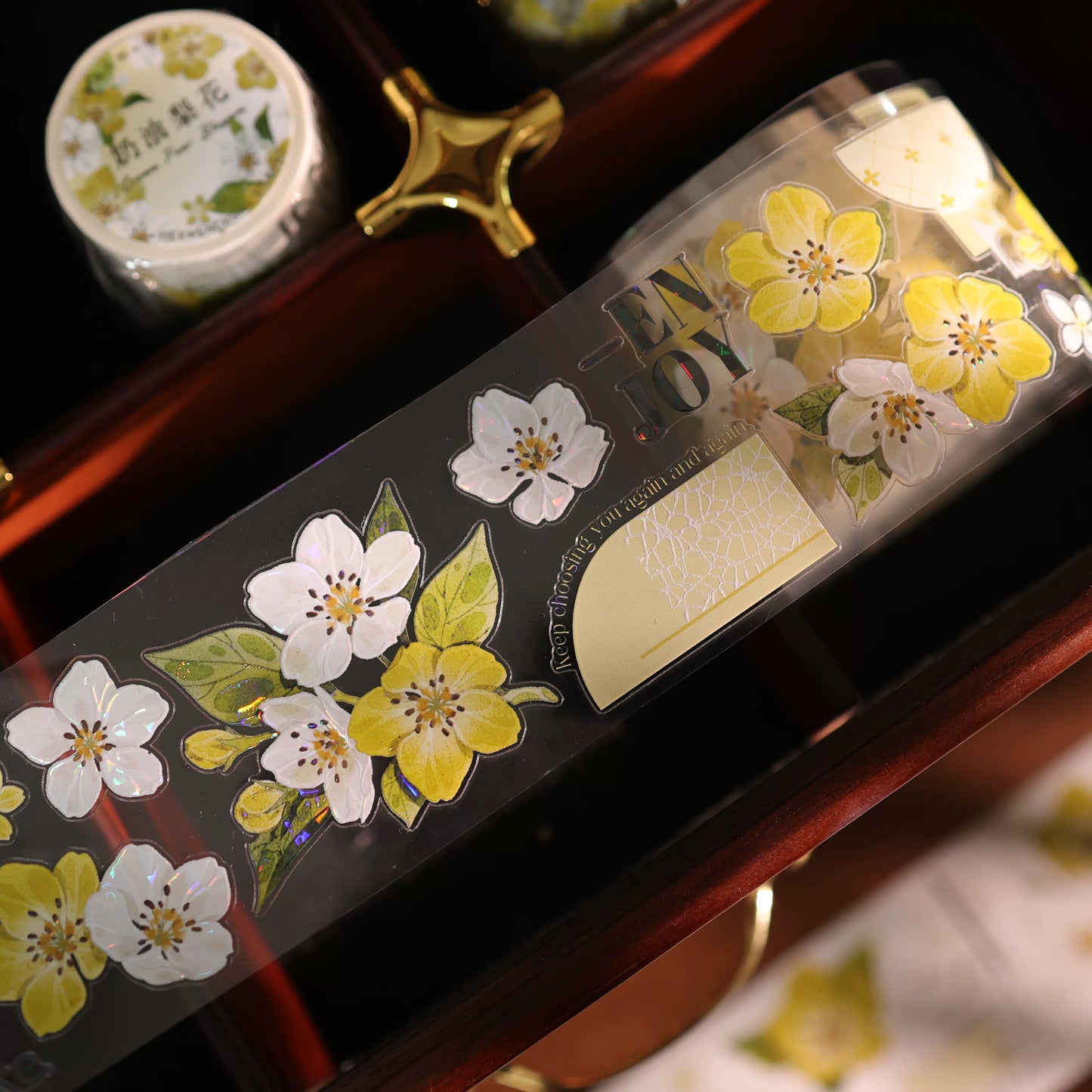 YiEr Vol17【Cream Pear Blossom】Kiss-cut Floral Washi Tape and PET Stickers