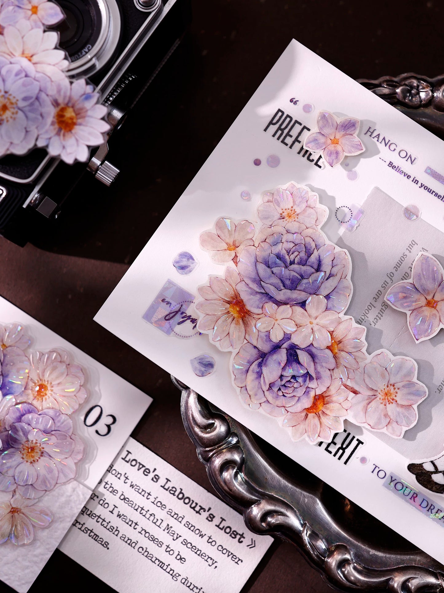 XiaoBaiJia【Shallow Smoke Blooming Flowers】Orginal Design Floral Washi Pet Tape Light Retro Landscaping Stickers