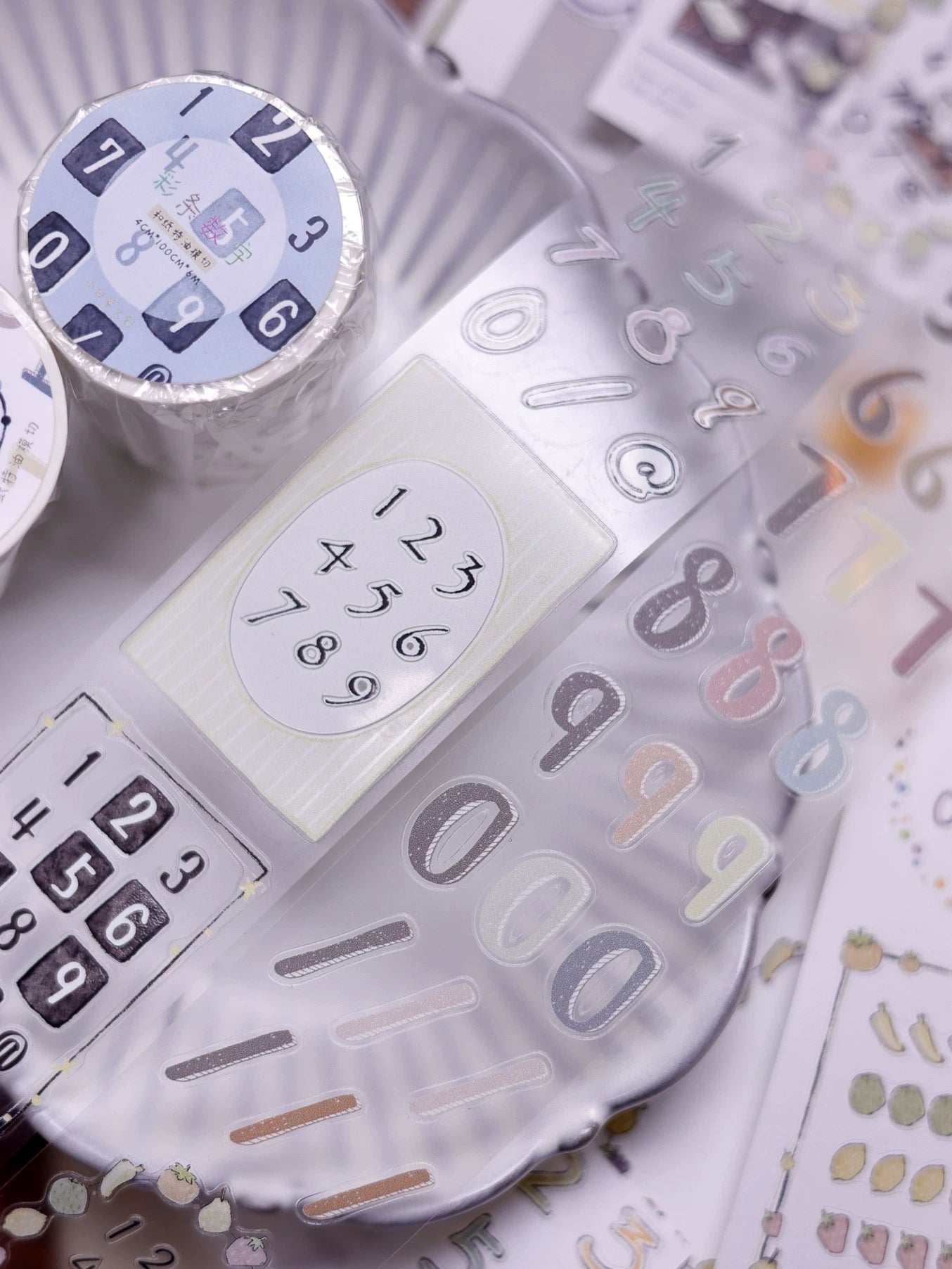 XiaoBaiJia Salt Series【Color Bar Numbers】Pre-cut Orginal Design Text Washi/Pet Tape Light Retro Stickers