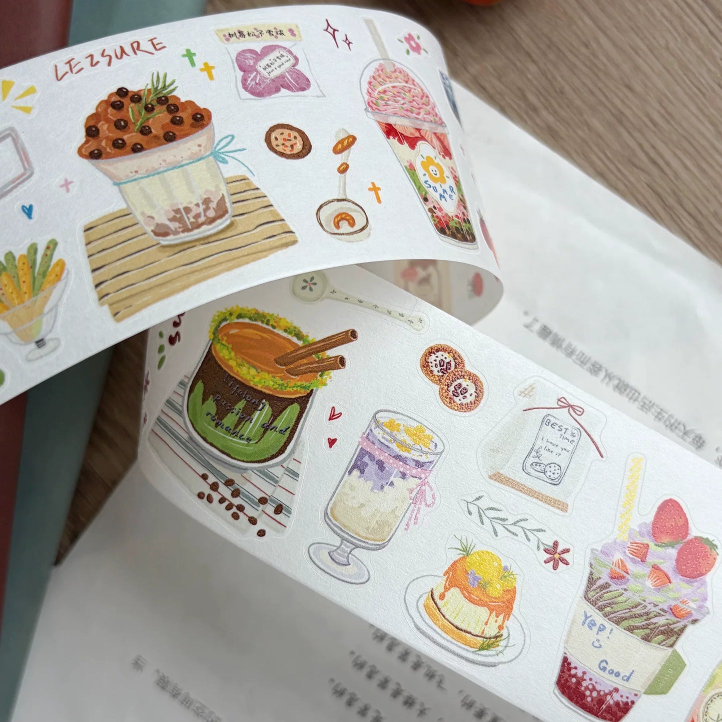ZiYuanSu【Slightly Sweet Afternoon】Food Background Scene Pre-cut Washi PET Tape
