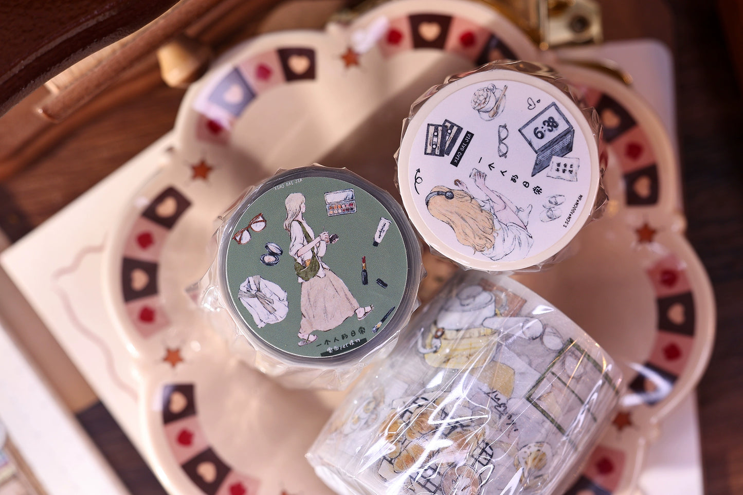 XiaoBaiJia Minimalist Style【A Person's Daily Routine】Pre-cut Light Retro Orginal Design Washi Pet Tape Landscaping Stickers