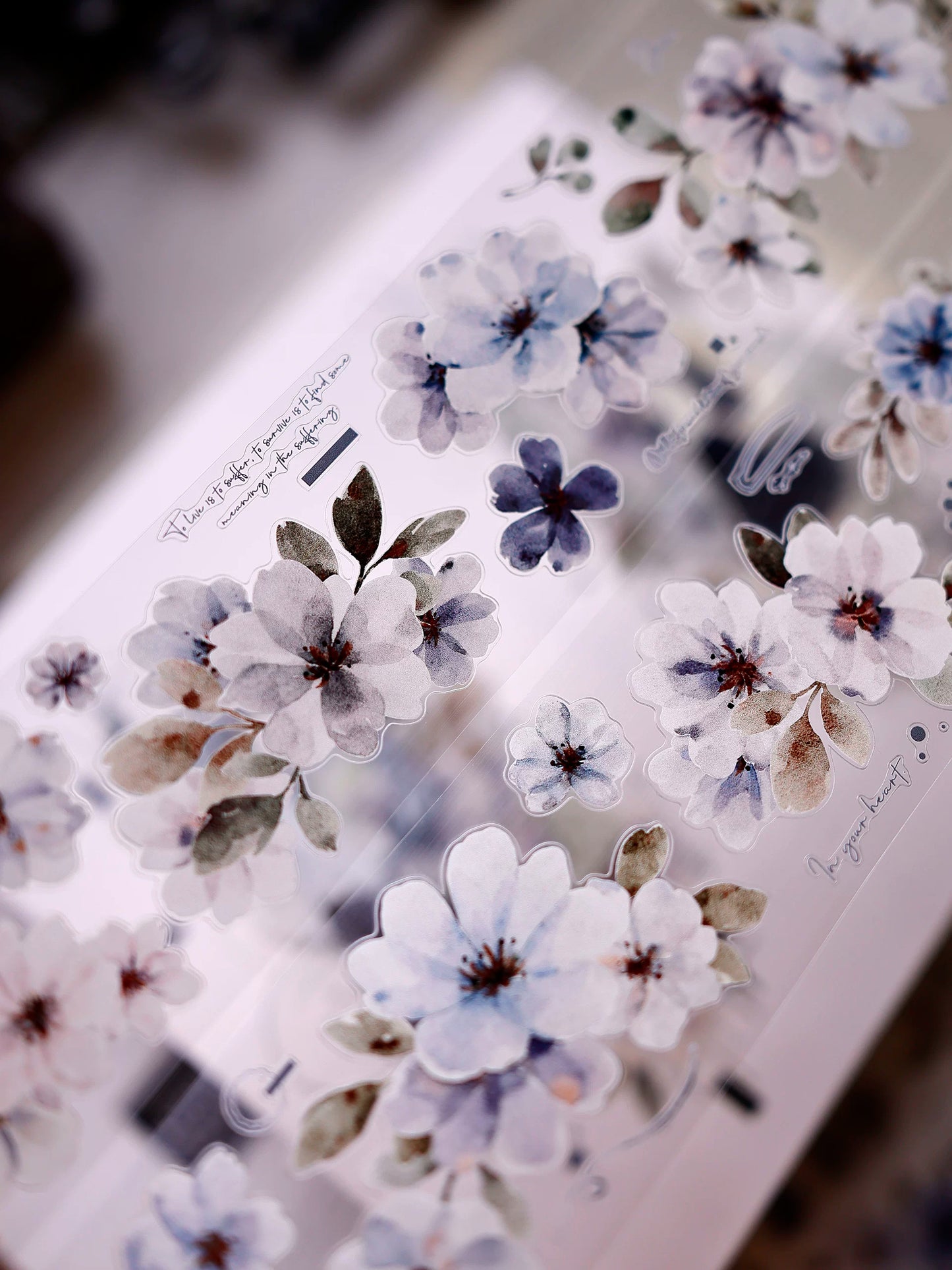 XiaoBaiJia Salt Series【Fog Blue Dense Branches】Pre-cut Orginal Design Washi/Pet Tape Light Retro Stickers