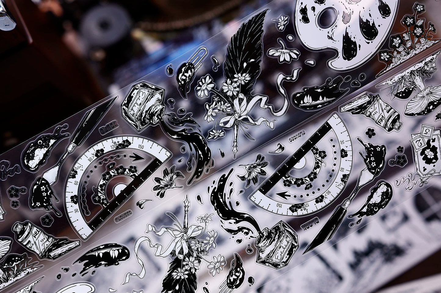 XiaoBaiJia Salt Series【Black and White Art World】Pre-cut Orginal Design Washi/Pet Tape Light Retro Stickers