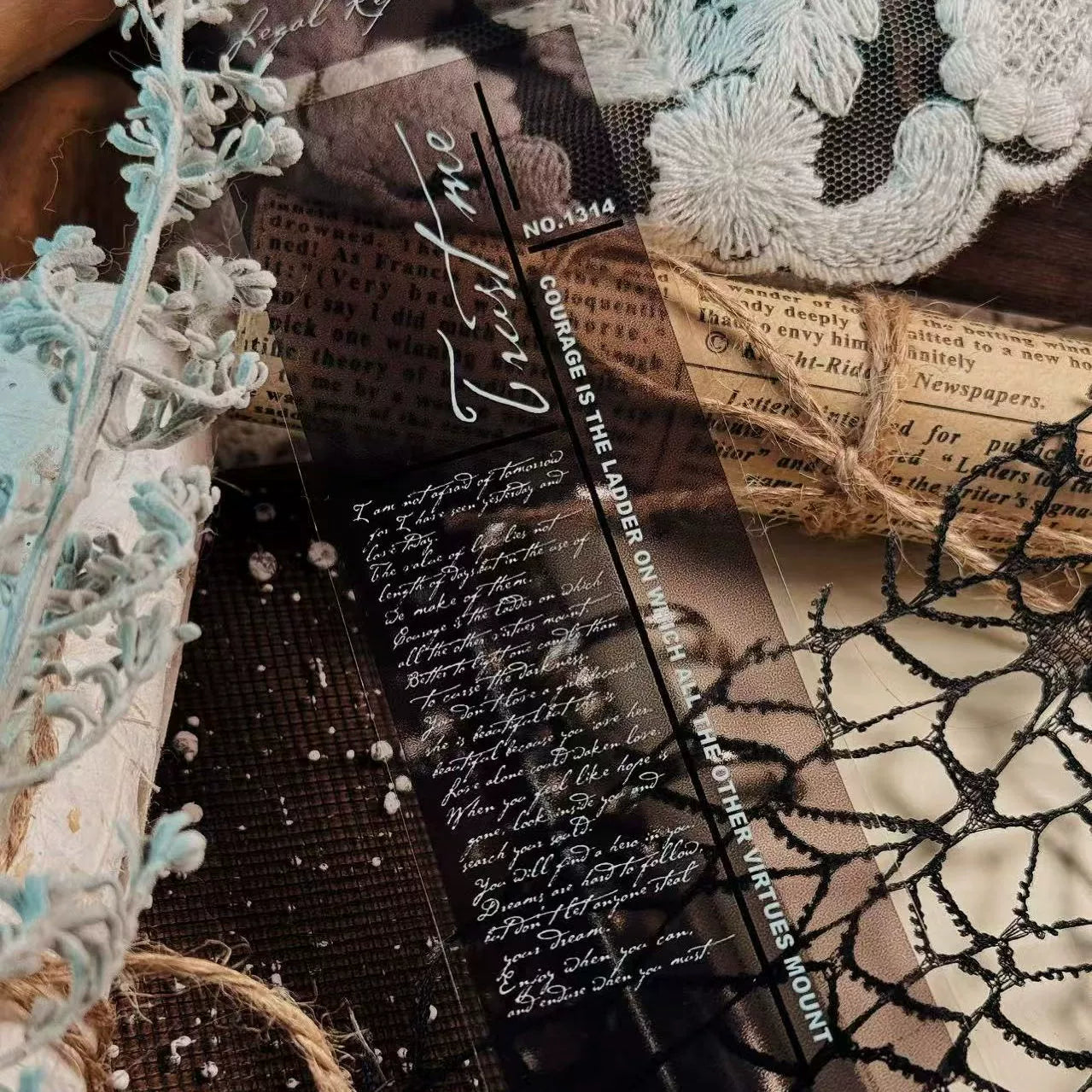 Linlanxi【Plain Semi Transparent Sticky Notes】Original Design Black and White Half Transparent Memo Washi/Pet Tape