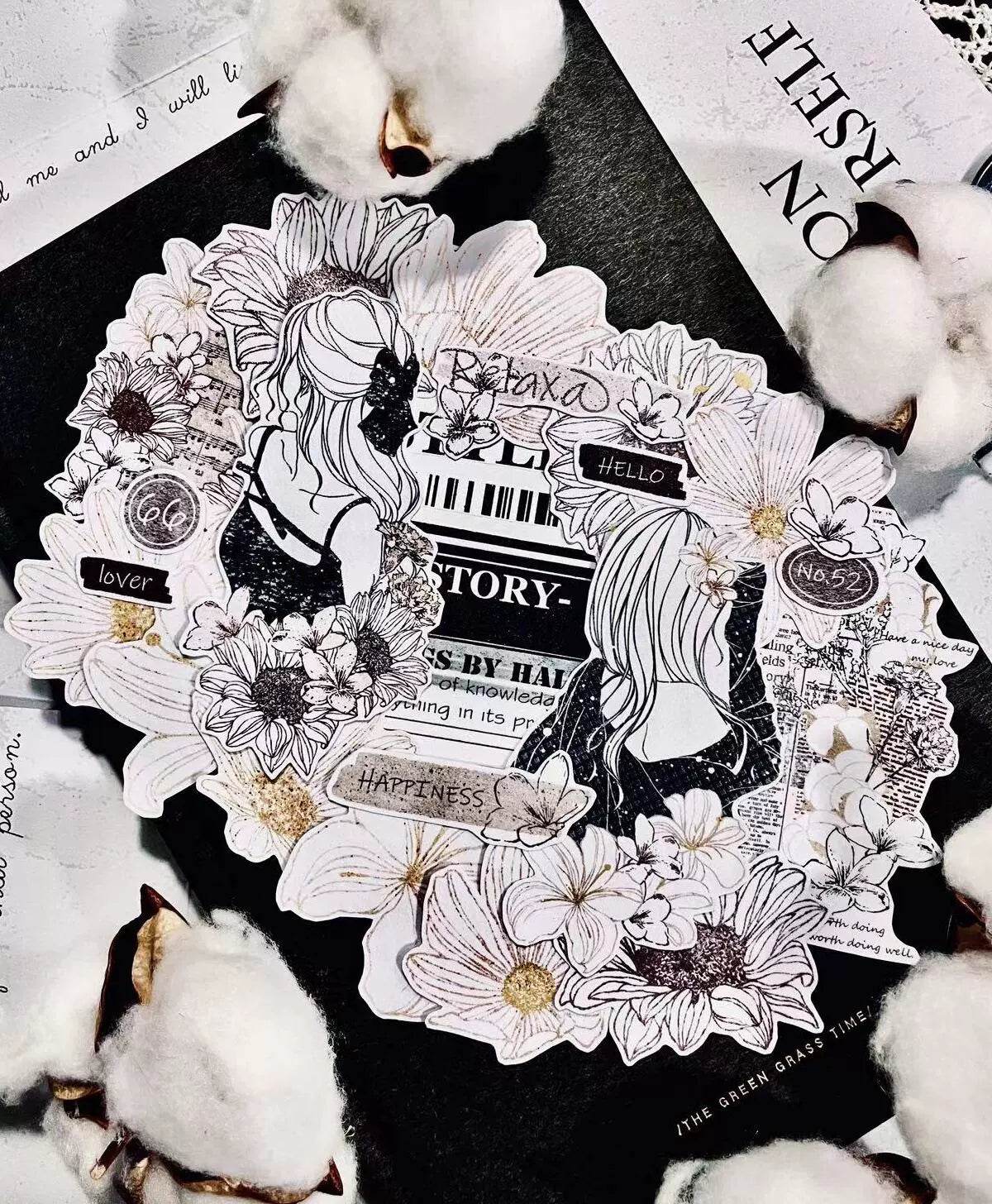 Linlanxi【Girl】Original Design New Product  Washi/Pet Tape Light Retro Character Style Long Loop Full Roll