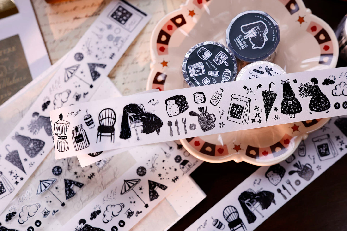 XiaoBaiJia Salt Series【Plain Color Painting】Pre-cut Orginal Design Mall Figures Embellish Washi/Pet Tape Light Retro Stickers