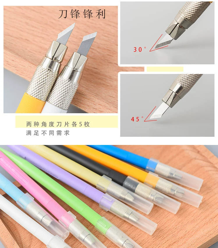 Handheld Pen Knife,Cutting Pad,Cutting tape,Cutting Pen Knife,Rubber Seal Carving Knife,Cutting Paper Pen,Handmade Knife,Art Knife