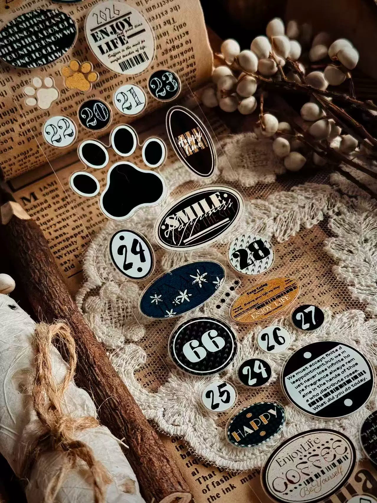 Linlanxi Vol14【Circular Label Set】Original Design Retro Exquisite Vintage Decorative Washi/Pet Tape