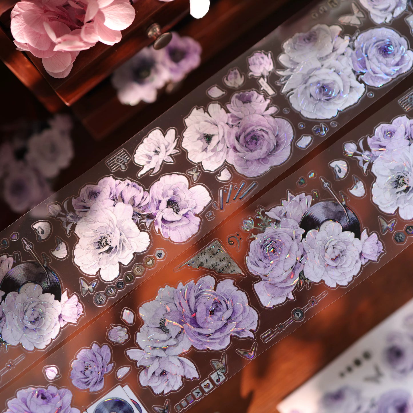 YiEr Vol17【Purple Echo】Kiss-cut Floral Washi Tape and PET Stickers