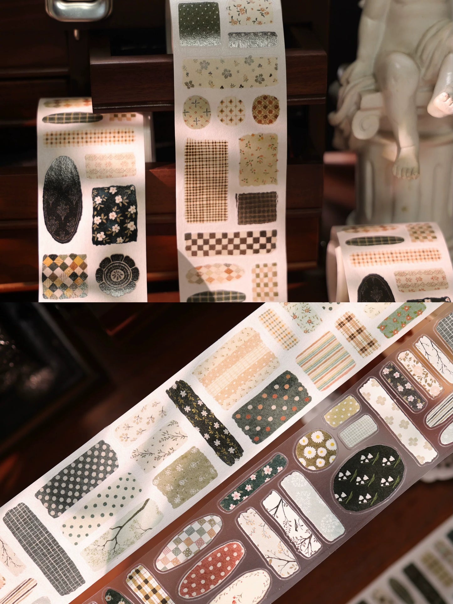 YiEr Vol17【Patchwork Floral】Kiss-cut Light Retro Floral Washi Tape and PET Stickers