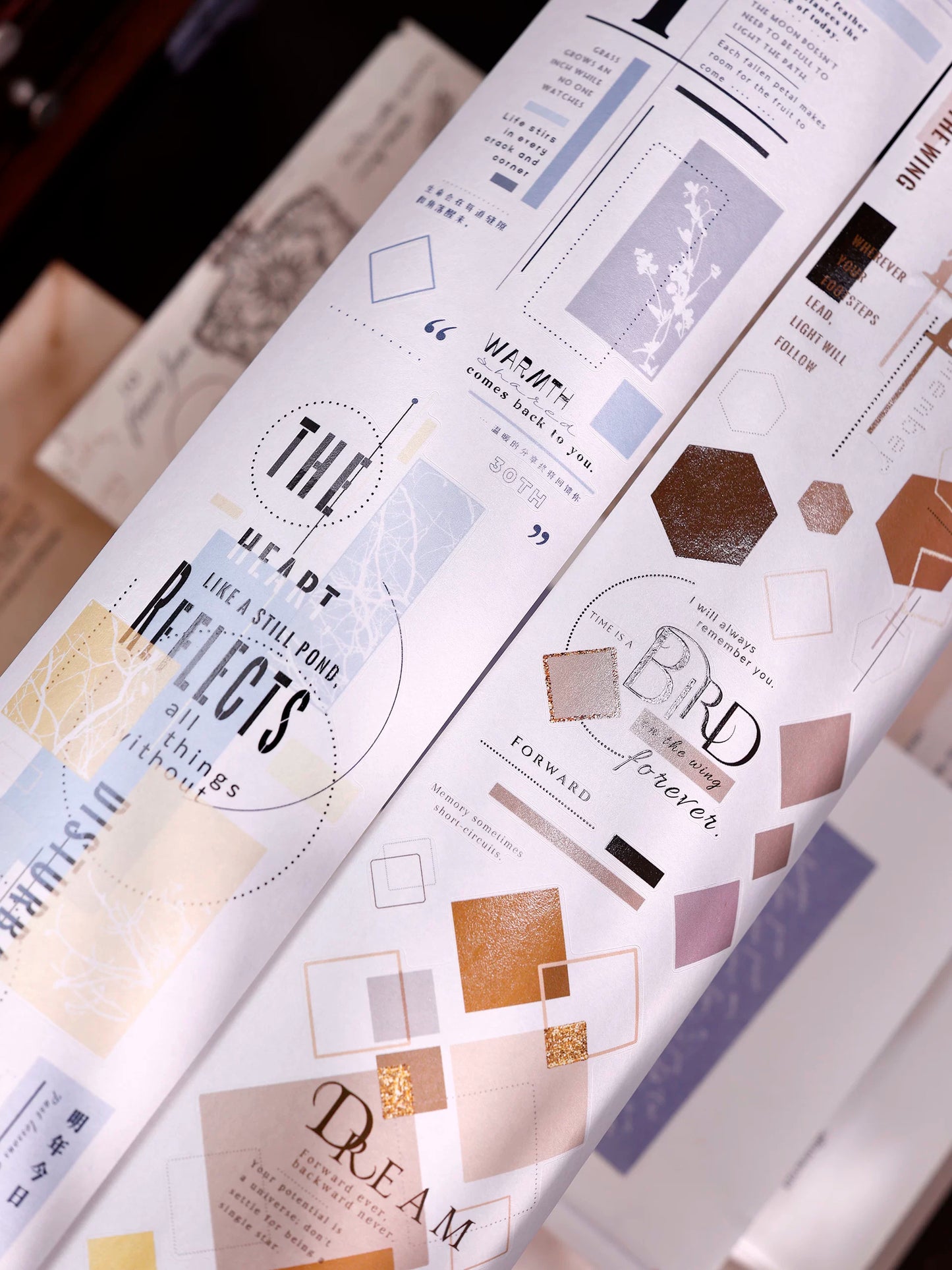 XiaoBaiJia【Geometric Set】Pre-cut Text Line Base Orginal Design Washi Pet Tape Light Retro Stickers