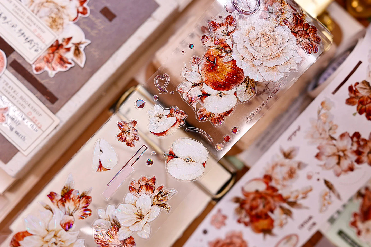 XiaoBaiJia【Sweet Dream Blossoms】Orginal Design Kiss-cut Washi/Pet Floral Tape Light Retro Landscaping Stickers