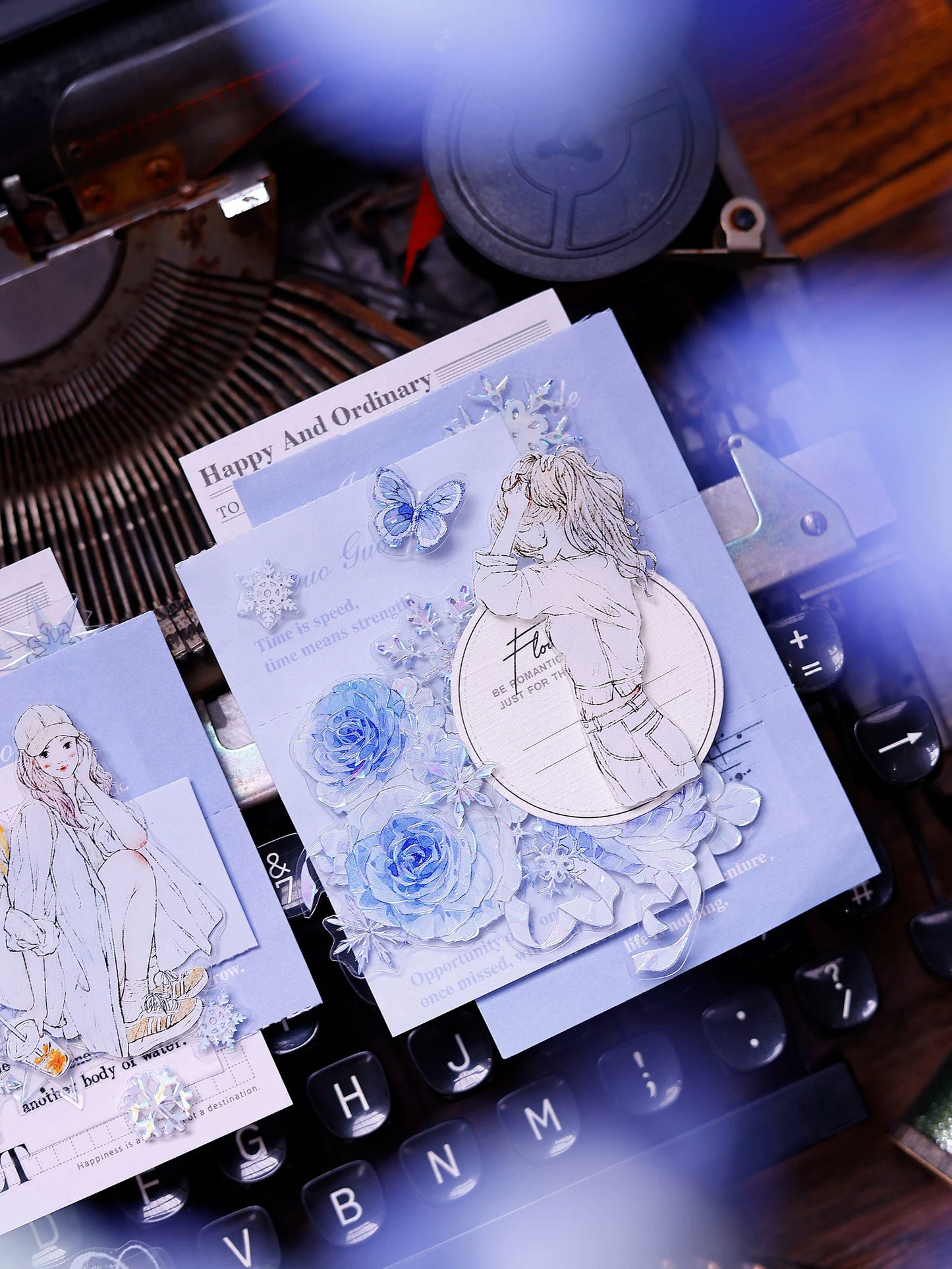 XiaoBaiJia Salt Series【Yingxue Blue】Orginal Design Kiss-cut Washi/Pet Tape Light Retro Fresh Snowflakes Stickers