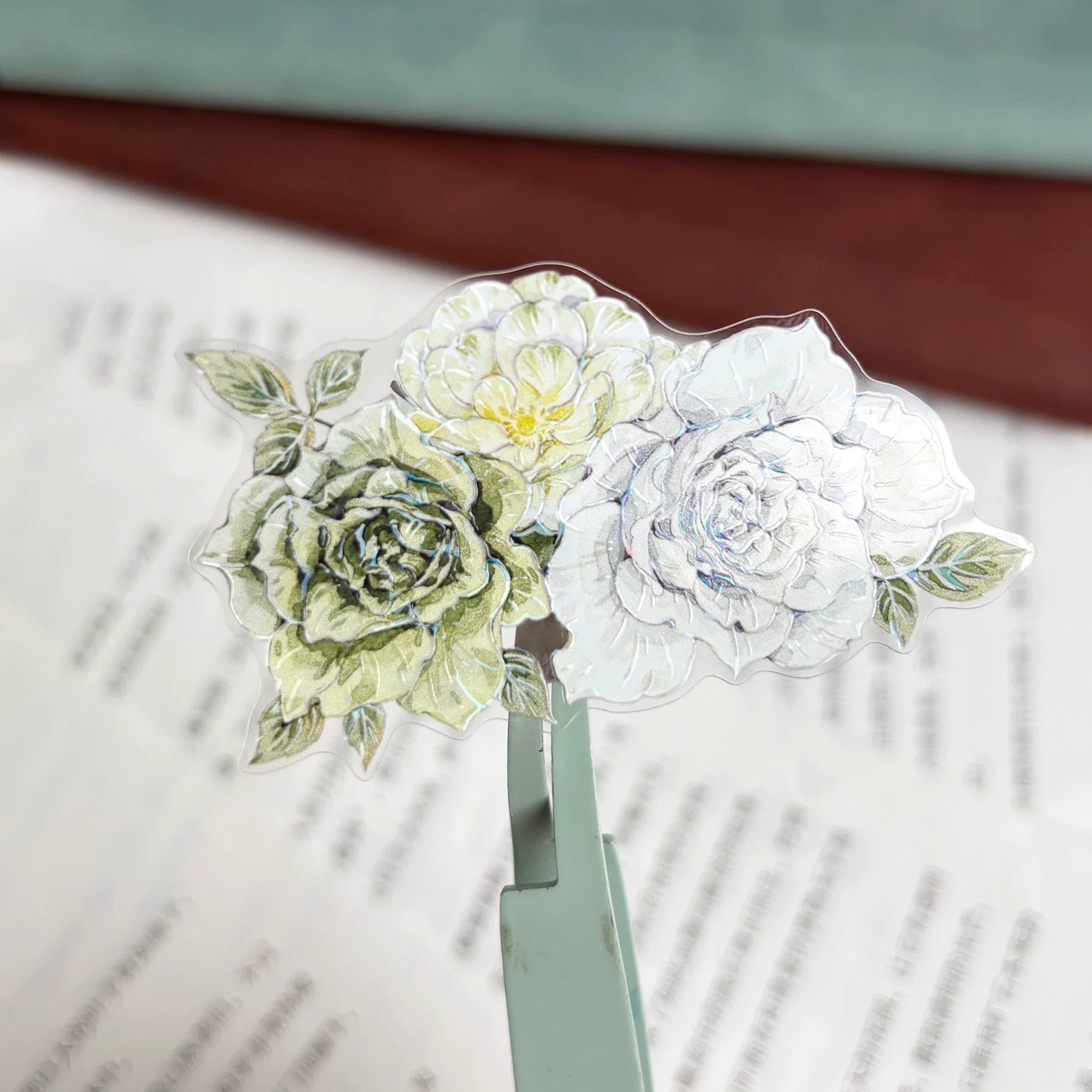 ZiYuanSu Vol15【Green Stamen】Kiss-cut Floral Washi Tape and PET Stickers