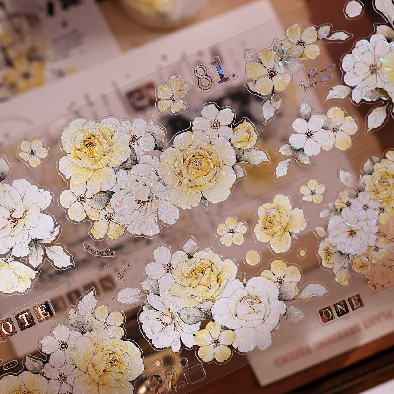 XiaoBaiJia【Yellow Rose】Light Retro Orginal Design Washi Pet Tape Landscape Stickers