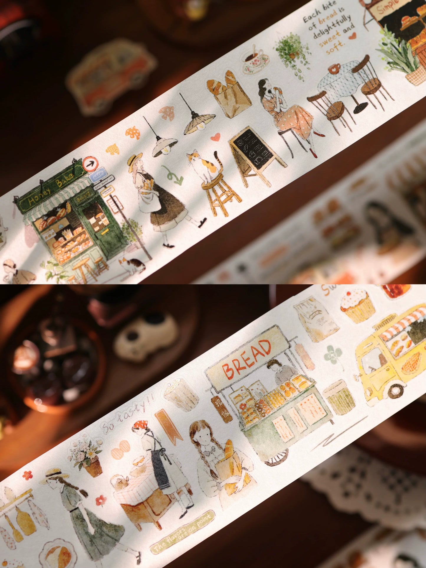 YiEr Vol17【Daily Life at the Bakery】Kiss-cut Light Retro Base Washi Tape and PET Stickers