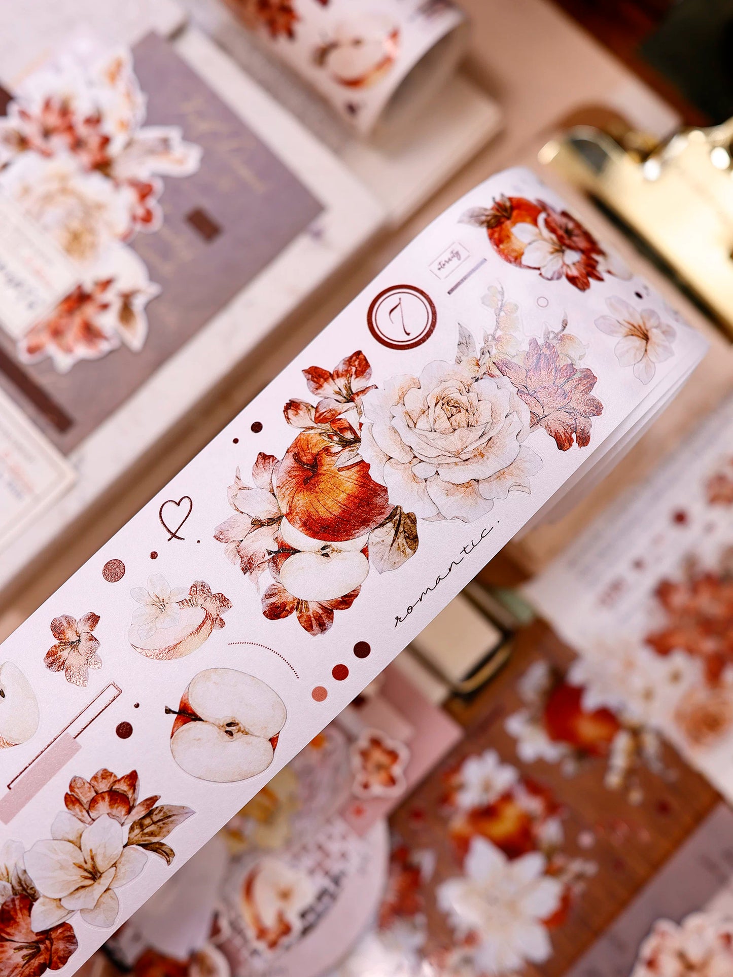 XiaoBaiJia【Sweet Dream Blossoms】Orginal Design Kiss-cut Washi/Pet Floral Tape Light Retro Landscaping Stickers