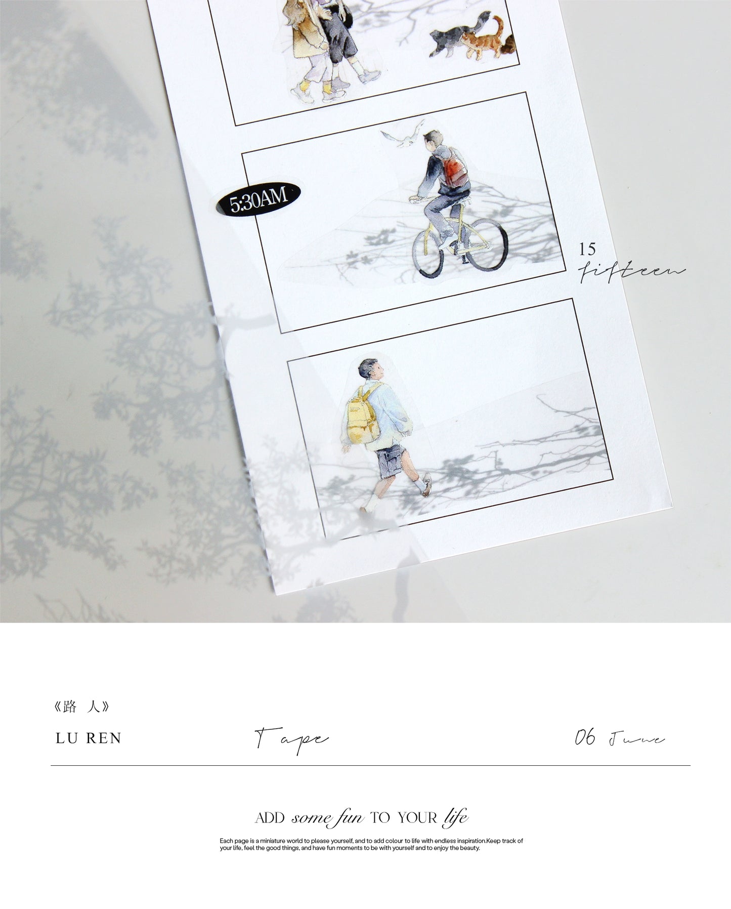 Moodtape【Passer-by&Summer Sea Street】Cute Character Original Washi Tape Stickers,for Scrapbook Supplies,Scrapbook Tape Stickers,Junk Journal Supplies