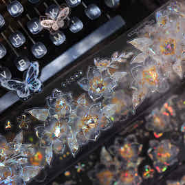 YiEr Vol18【Starfall Cymbidium】Pre-cut Orginal Design Vintage Transparent Golden Flower Planner Sticker Pet Washi Tape