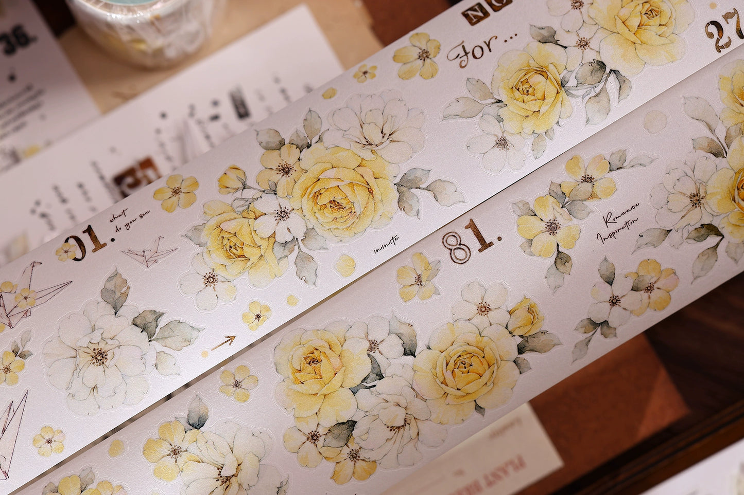 XiaoBaiJia【Yellow Rose】Light Retro Orginal Design Washi Pet Tape Landscape Stickers