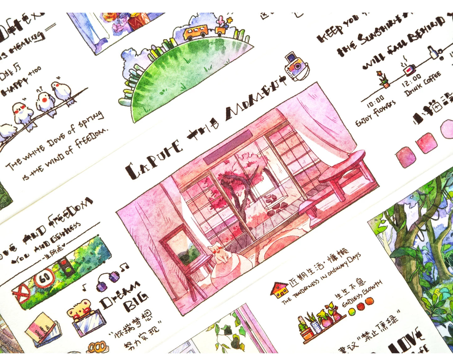 XingXing【Little Bliss】 Pre-cut Salt Based Warm Healing Scene Washi/PET Tape