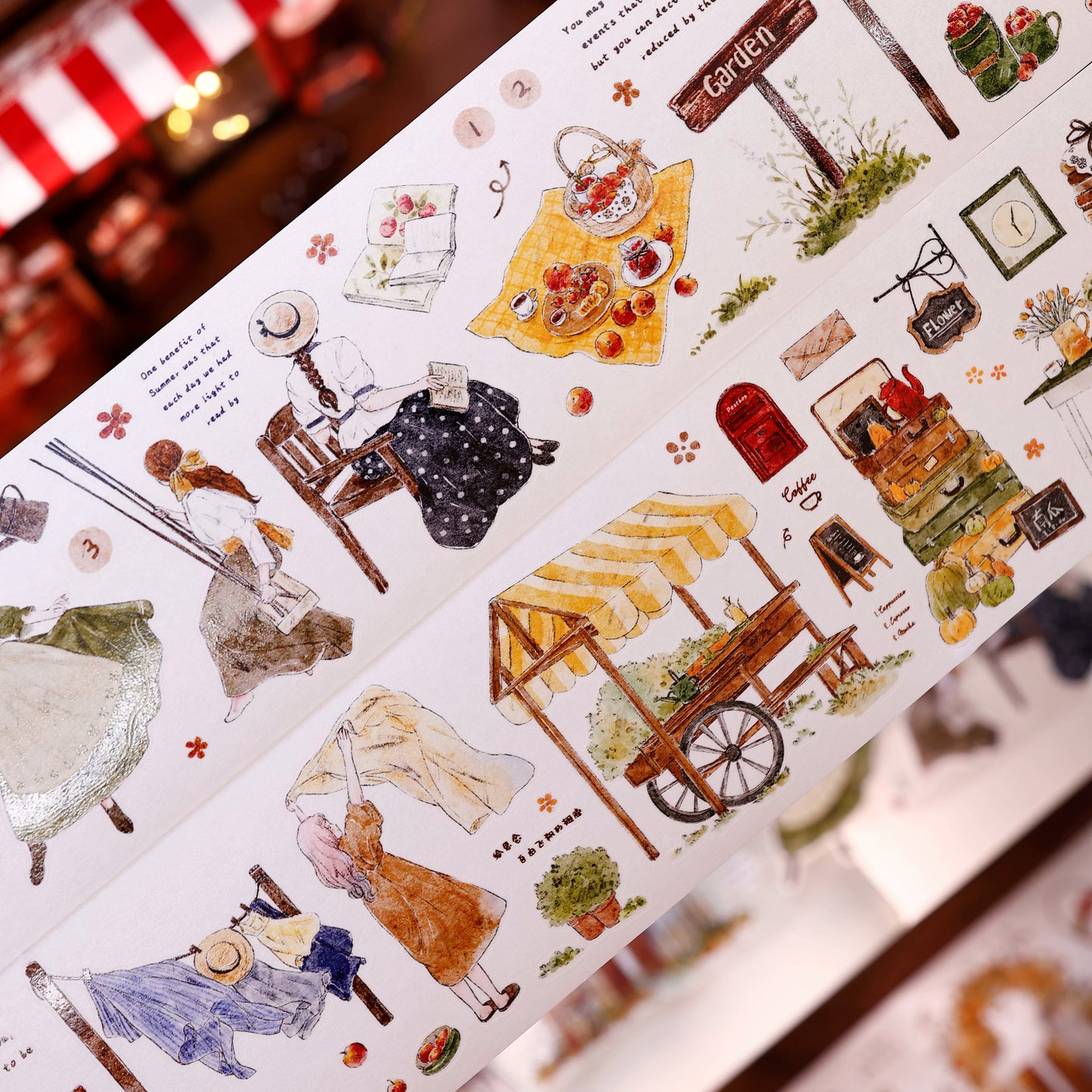 XiaoBaiJia Salt Series【Warm Light and Leisurely Delights】Pre-cut Orginal Design Vintage Scene Washi/Pet Tape Light Retro Stickers