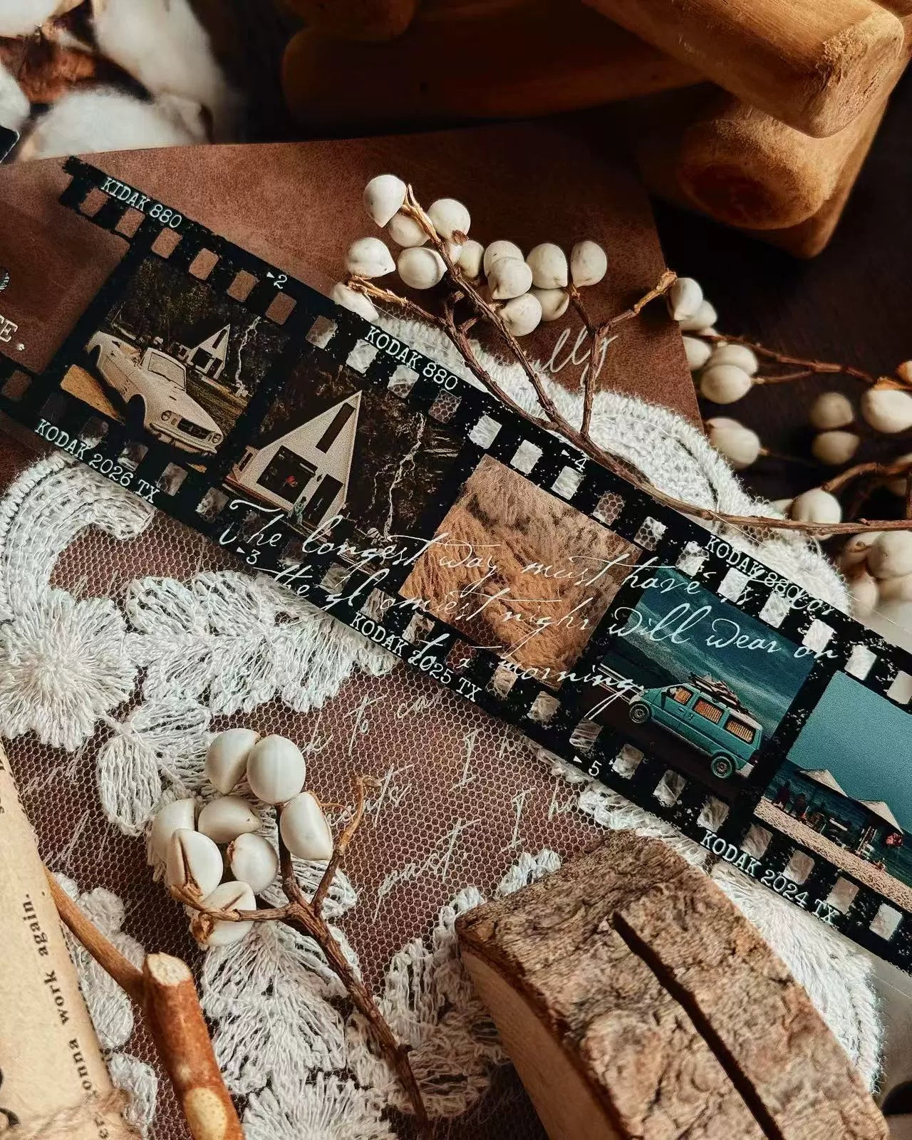 Linlanxi【Memories of Time】Original Washi/Pet Tape New Retro Life Old Film Series Decorative Tape Long Loop Full Roll