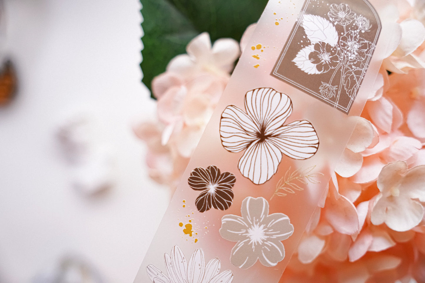 YuanZi Vol7【QiuMo】Orginal Design Washi/Pet Tape Light Retro Flowers Stickers,for Scrapbook Supplies,Scrapbook Tape Stickers,Junk Journal Supplies