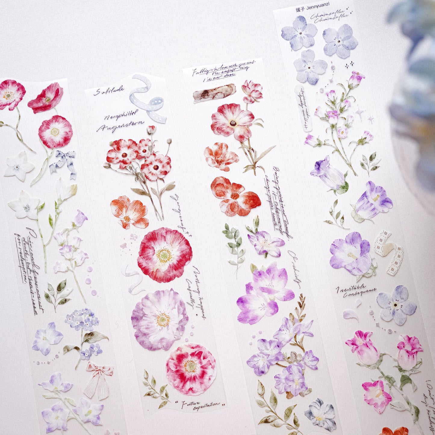 YuanZi Vol7【A Touch of Spring】Orginal Design Washi/Pet Tape Light Retro Flowers Stickers,for Scrapbook Supplies,Scrapbook Tape Stickers,Junk Journal Supplies