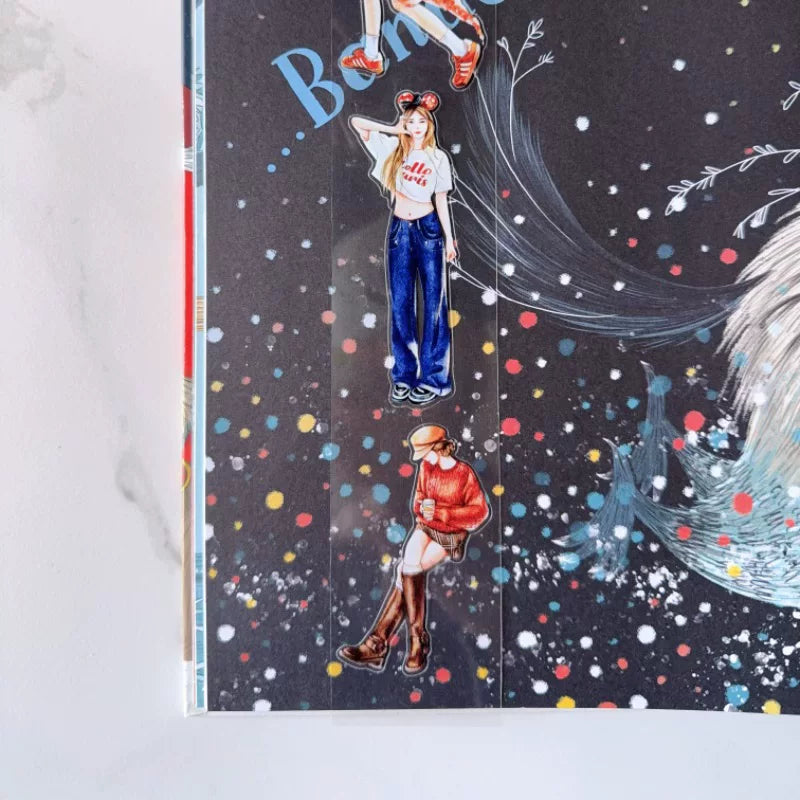 ZaoZao Vol3【Rouge】Original Design Kiss-Cut Washi PET Tape Stickers,for Scrapbook Supplies,Journaling,Junk Journal,Bullet Journal,Planner Stickers