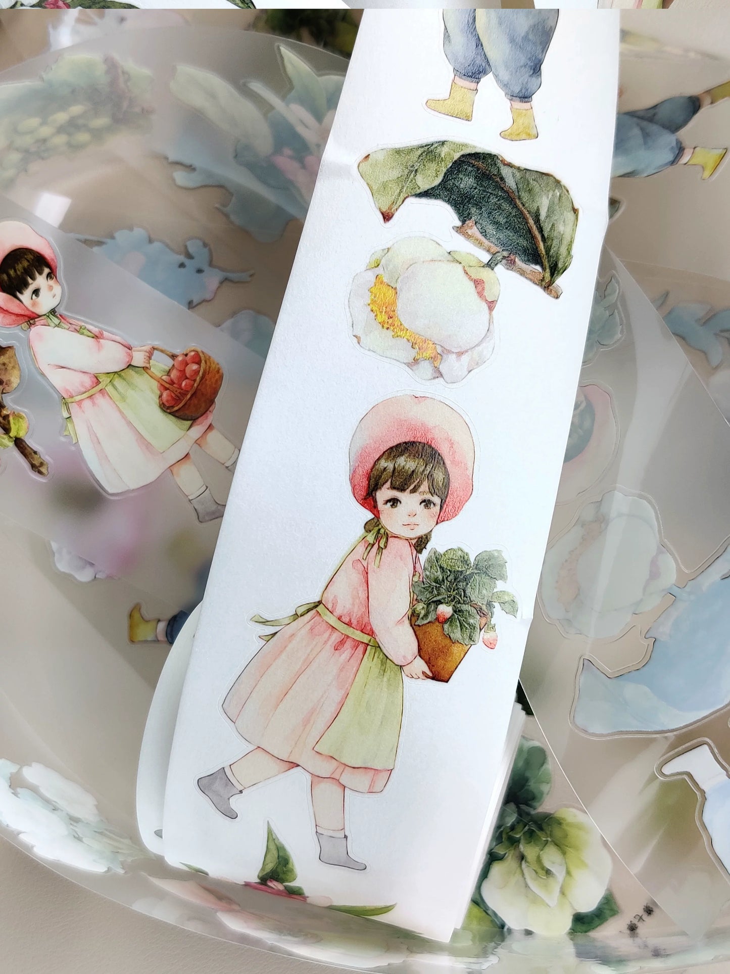 Xiangxiang Vol7【Young Gardener】Light Retro Character Scenery Orginal Design Washi Pet Tape Landscaping Stickers