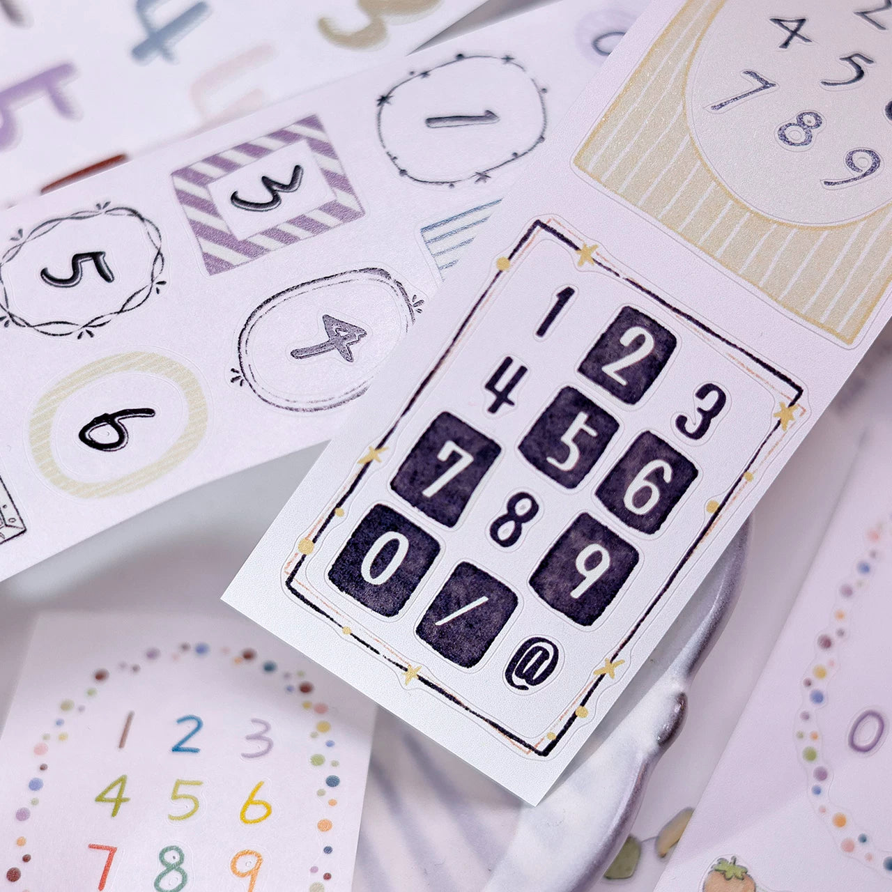XiaoBaiJia Salt Series【Color Bar Numbers】Pre-cut Orginal Design Text Washi/Pet Tape Light Retro Stickers