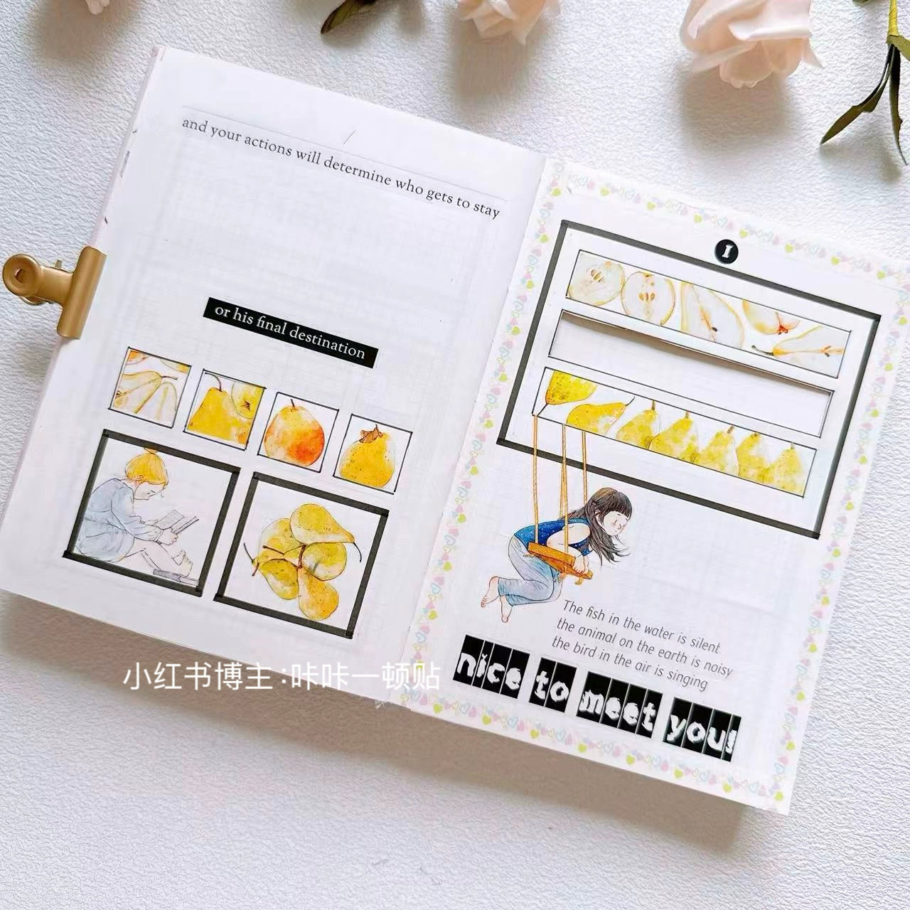 Seahorse Forest Vol7【A43#Big Pear】Original Design Pre-Cut Floral Washi/PET Tape Stickers,for Scrapbook Supplies,Journaling,Junk Journal,Bullet Journal,Planner Stickers