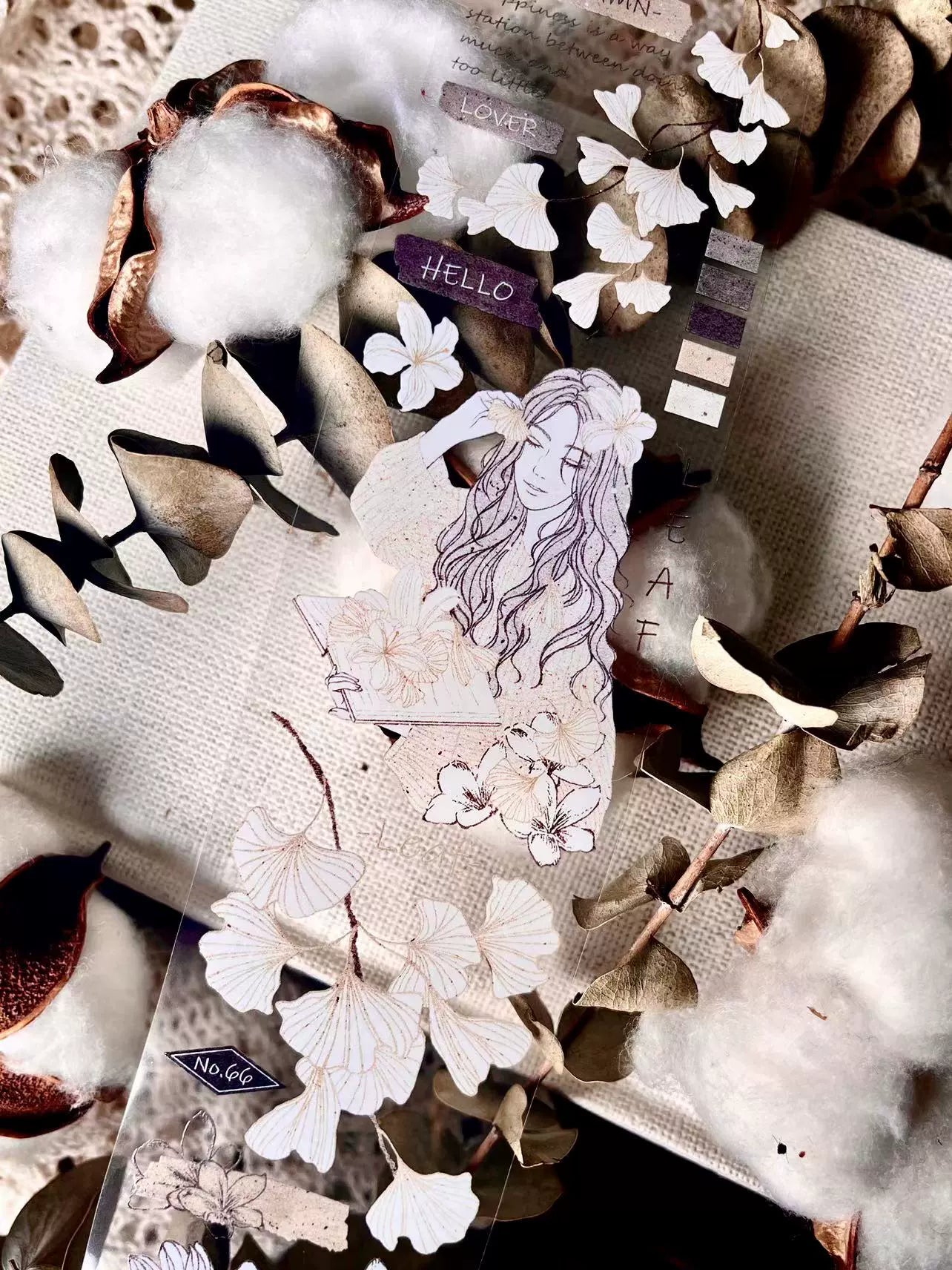 Linlanxi【Girl】Original Design New Product  Washi/Pet Tape Light Retro Character Style Long Loop Full Roll