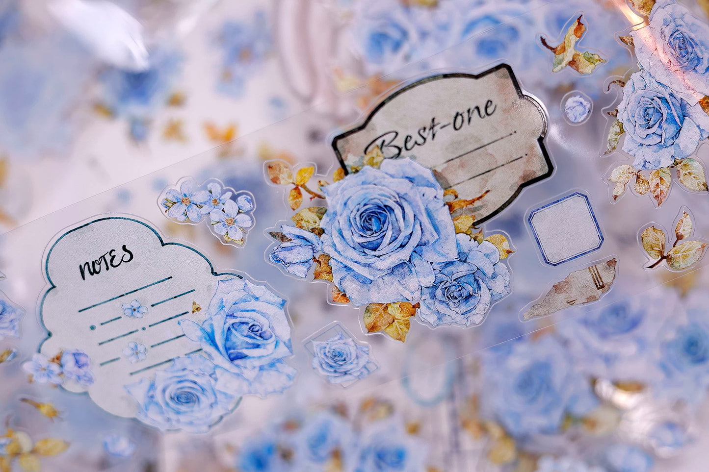 XiaoBaiJia Salt Series【Clear Dew】Pre-cut Orginal Design Floral Washi/Pet Tape Light Retro Stickers