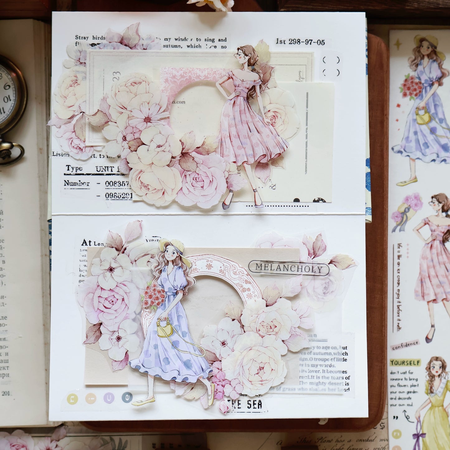 YiEr Vol13【Girls of Summer】Orginal Design Character Washi/Pet Tape Light Retro Stickers