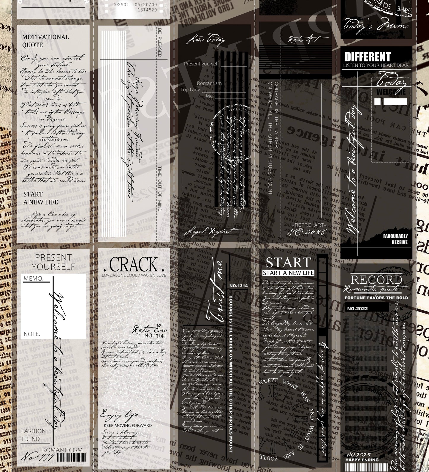 Linlanxi【Plain Semi Transparent Sticky Notes】Original Design Black and White Half Transparent Memo Washi/Pet Tape