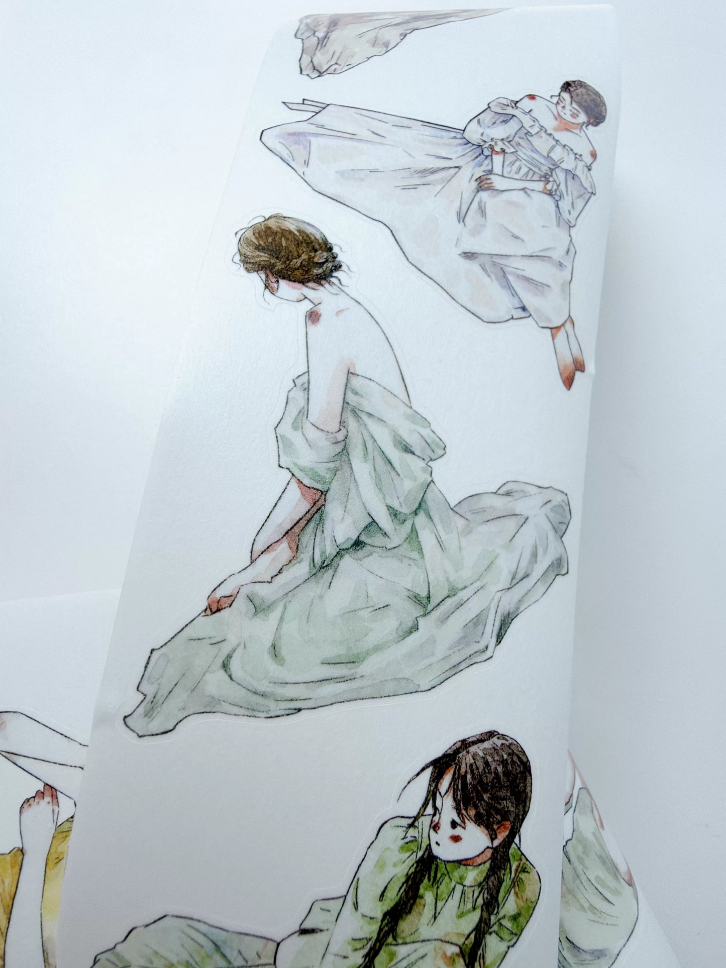 Kaixiaoxun Vol13【Maiden's Heart】 Pre-Cut Long Loop Washi/Matte PET Tape for Scrapbook Supplies,Junk Journal Supplies