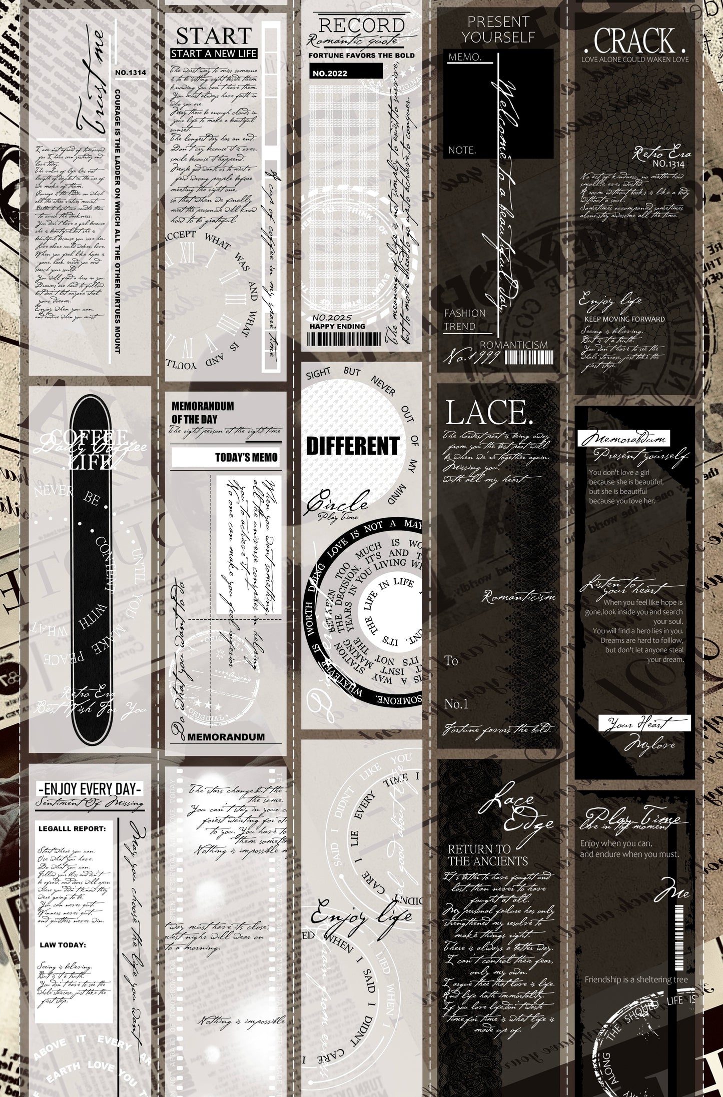 Linlanxi【Plain Semi Transparent Sticky Notes】Original Design Black and White Half Transparent Memo Washi/Pet Tape