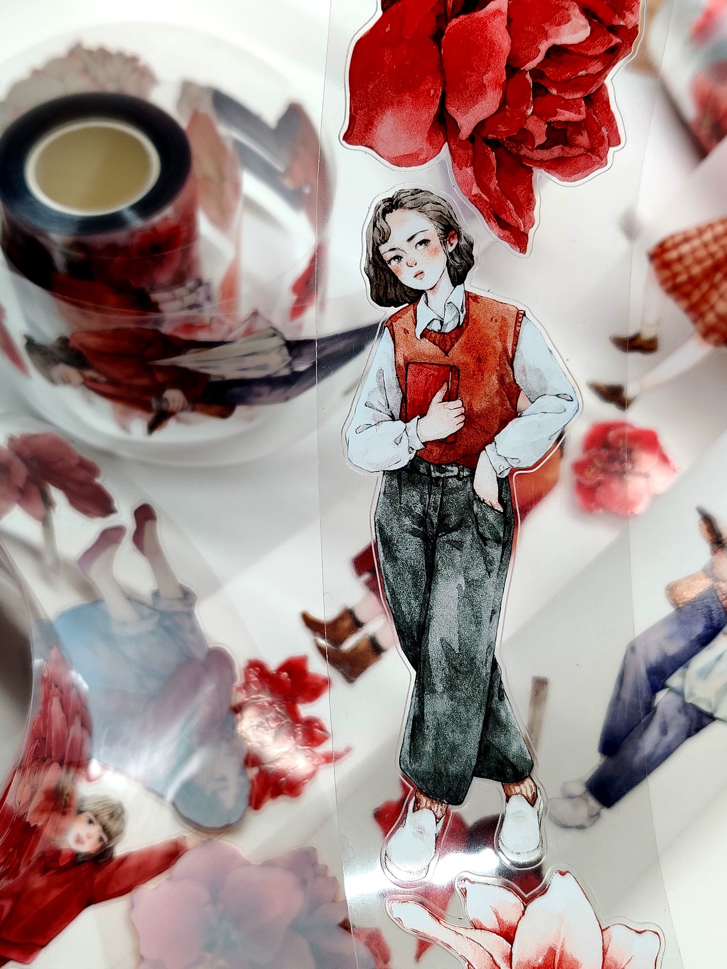 Xiangxiang Vol3【Wait】Light Retro Character Scenery Orginal Design Washi Pet Tape Landscaping Stickers