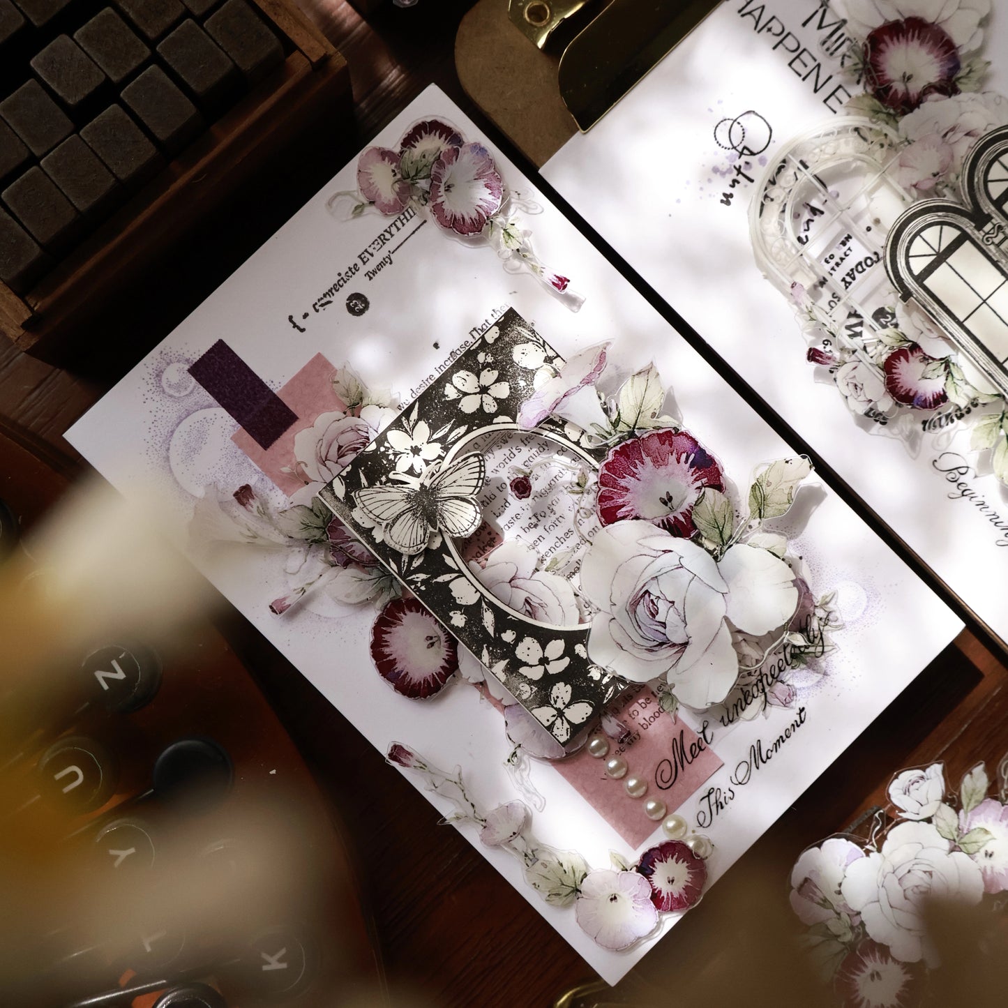 YiEr Vol15【Open Window and See Flowers】Orginal Design Pre-cut Washi/Pet Floral Tape Light Retro Landscaping Stickers